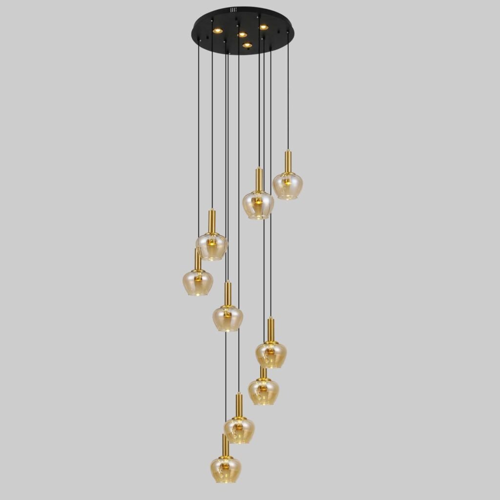 Elegant Gold Cluster LED Pendant Light – 8 Globe Hanging Design