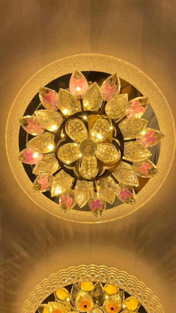 Floral Crystal LED Ceiling Light – Elegant Flush Mount Design