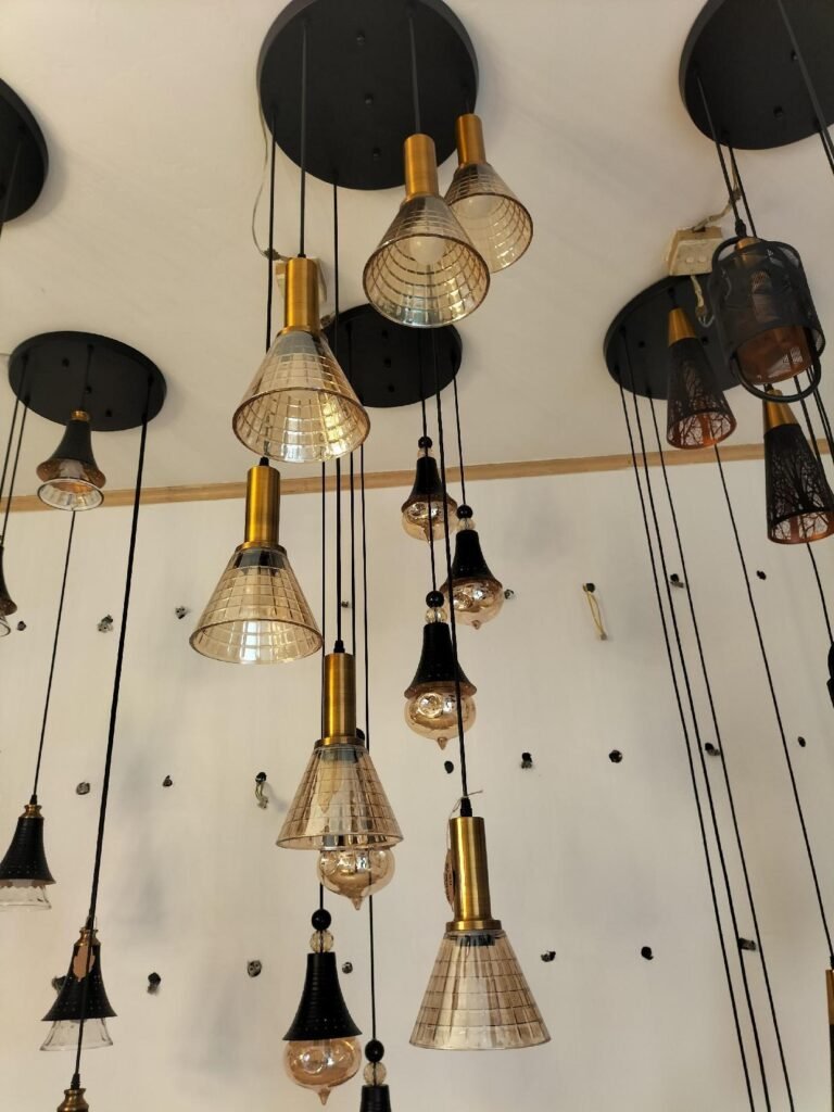 Industrial Gold & Glass Pendant Lights – Modern Elegance