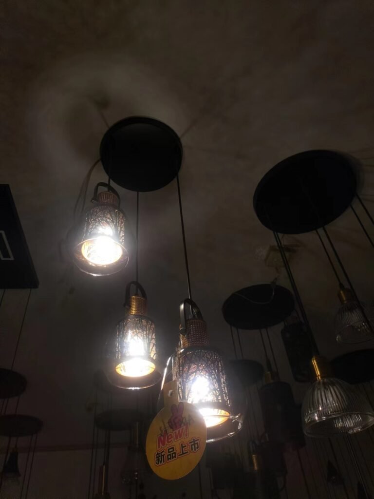 Industrial Black & Gold Cage Pendant Lights – Vintage Elegance