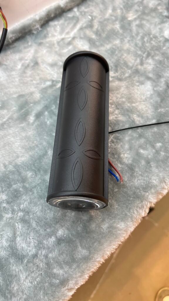 leek Black Cylindrical LED Wall Light – Engraved Design