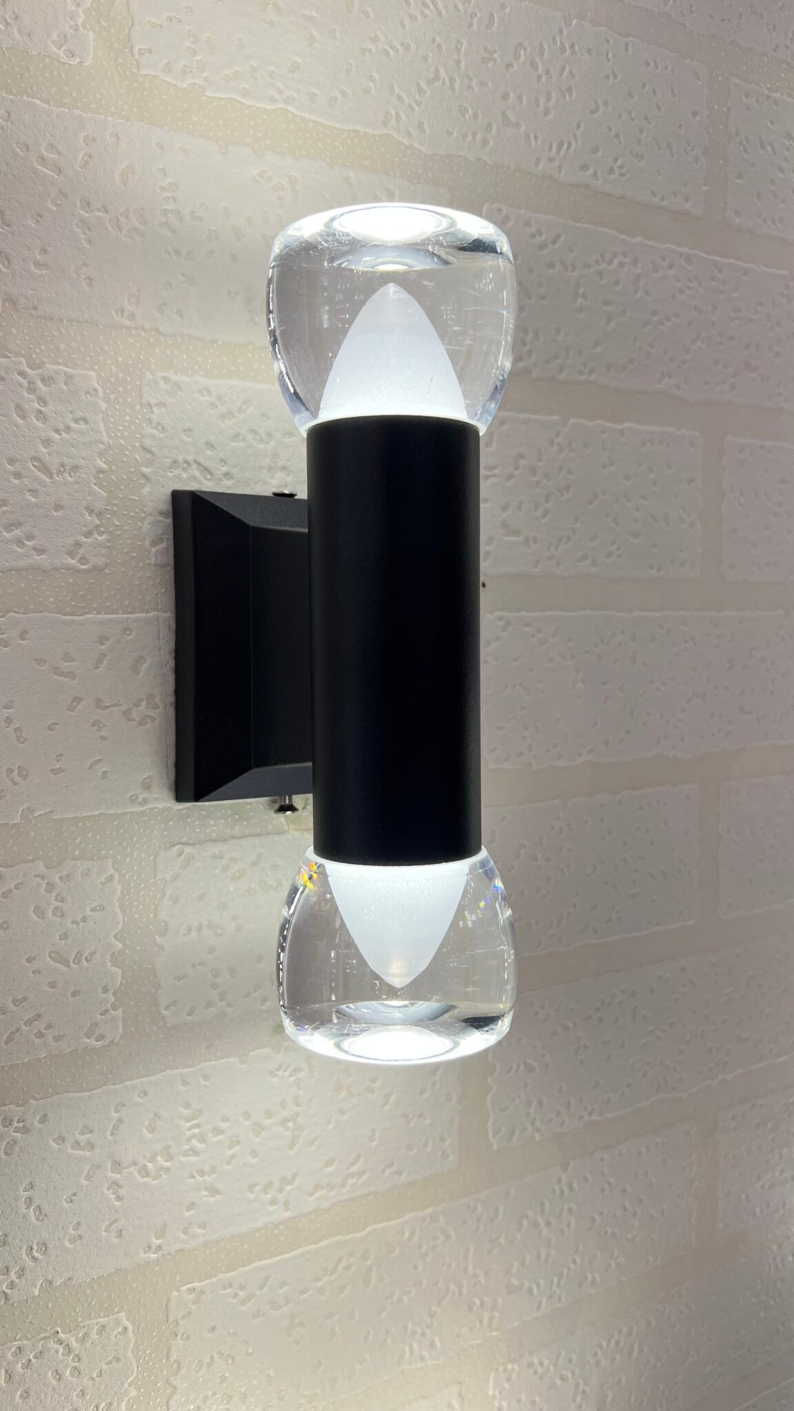 Contemporary Dual LED Wall Light – Black & Crystal Finish