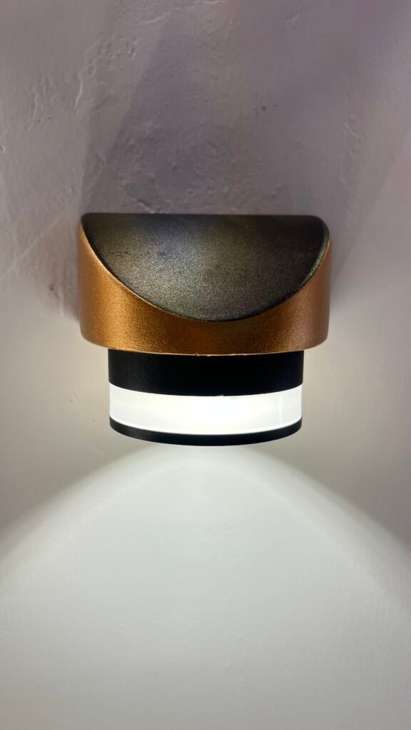 Modern Gold & Black LED Wall Light – Soft Glow Design