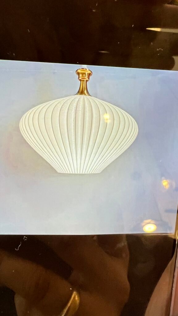 Elegant Dome Pendant Light – White Fabric & Gold Finish