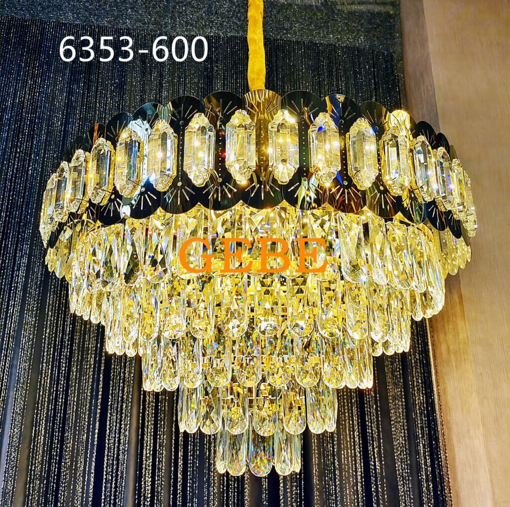 Opulent Crystal and Gold Chandelier