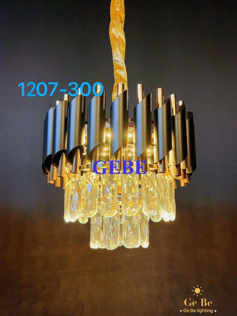 Modern Crystal and Metal Chandelier