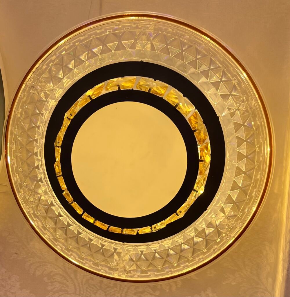 Circular Crystal Ceiling Light with Golden Accents
