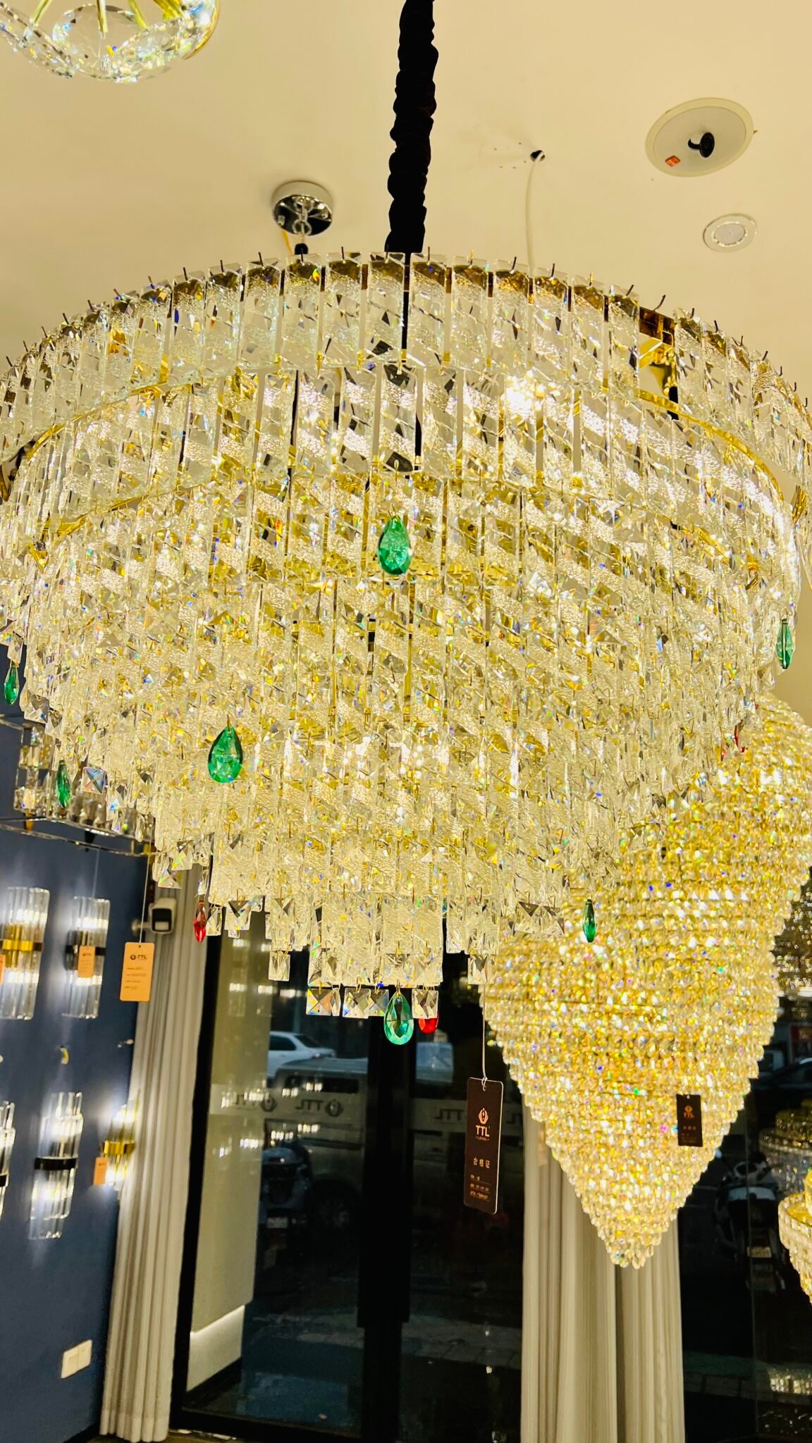 Crystal and Emerald Chandelier