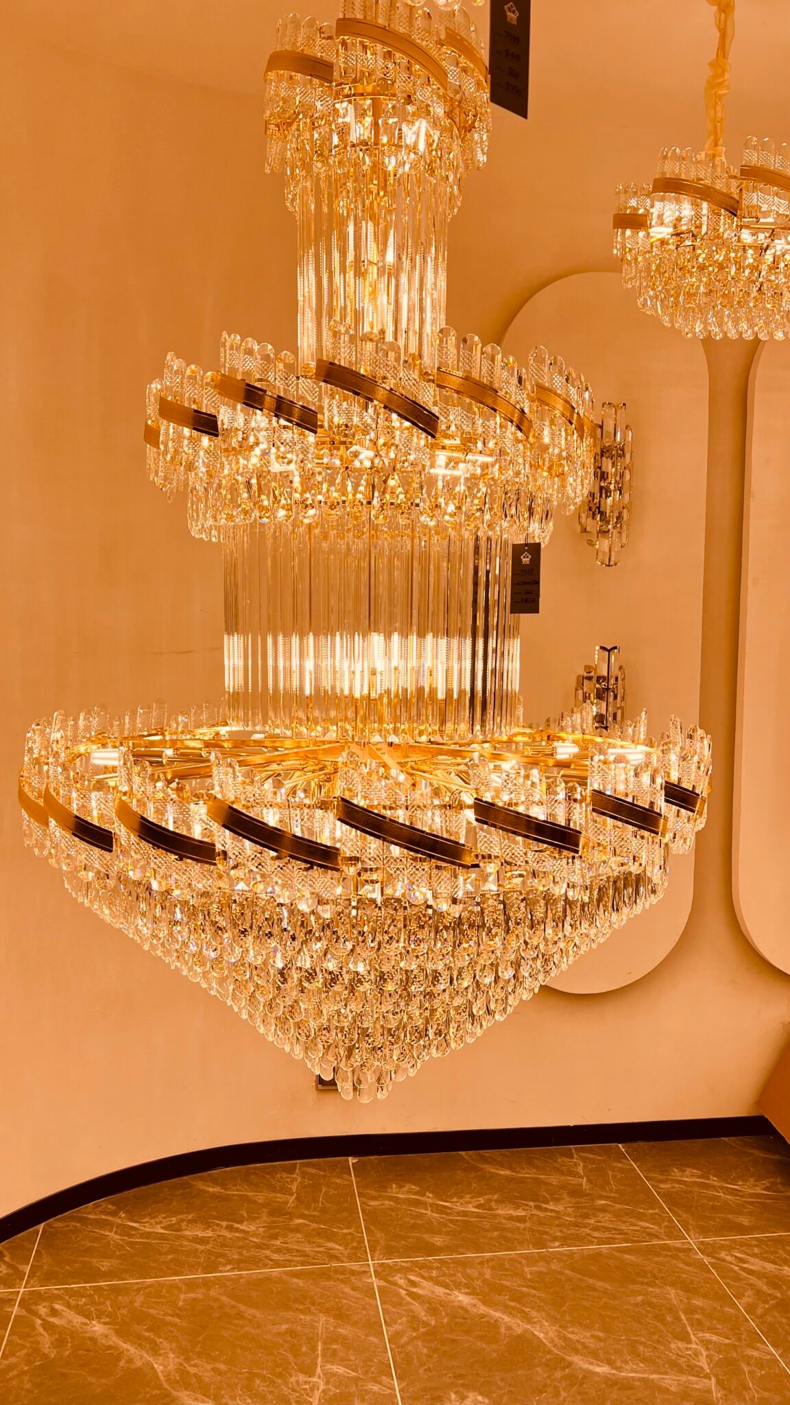 Golden Cascade Crystal Chandelier