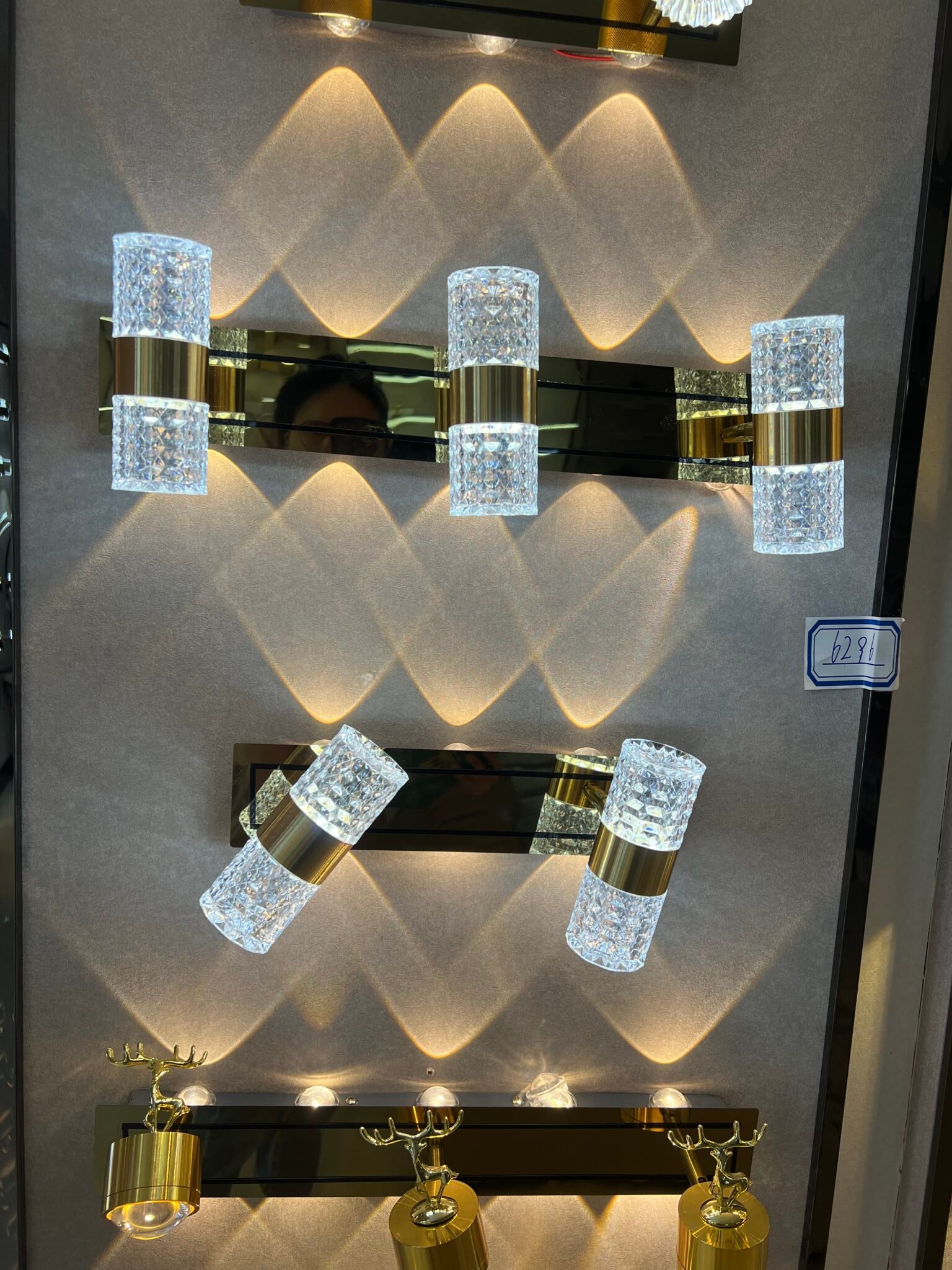 Crystal & Gold Wall LED Sconce