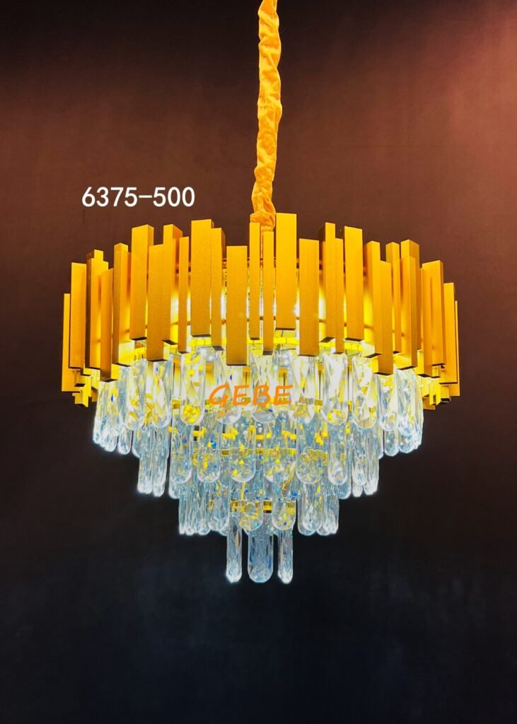 Crystal and Metal Gold Chandelier